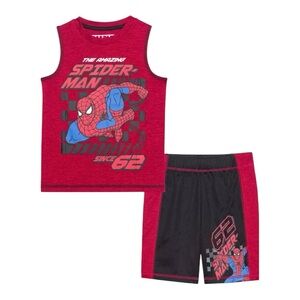 New Spider-Man Boys Tank Active Shorts Set Red Size 7